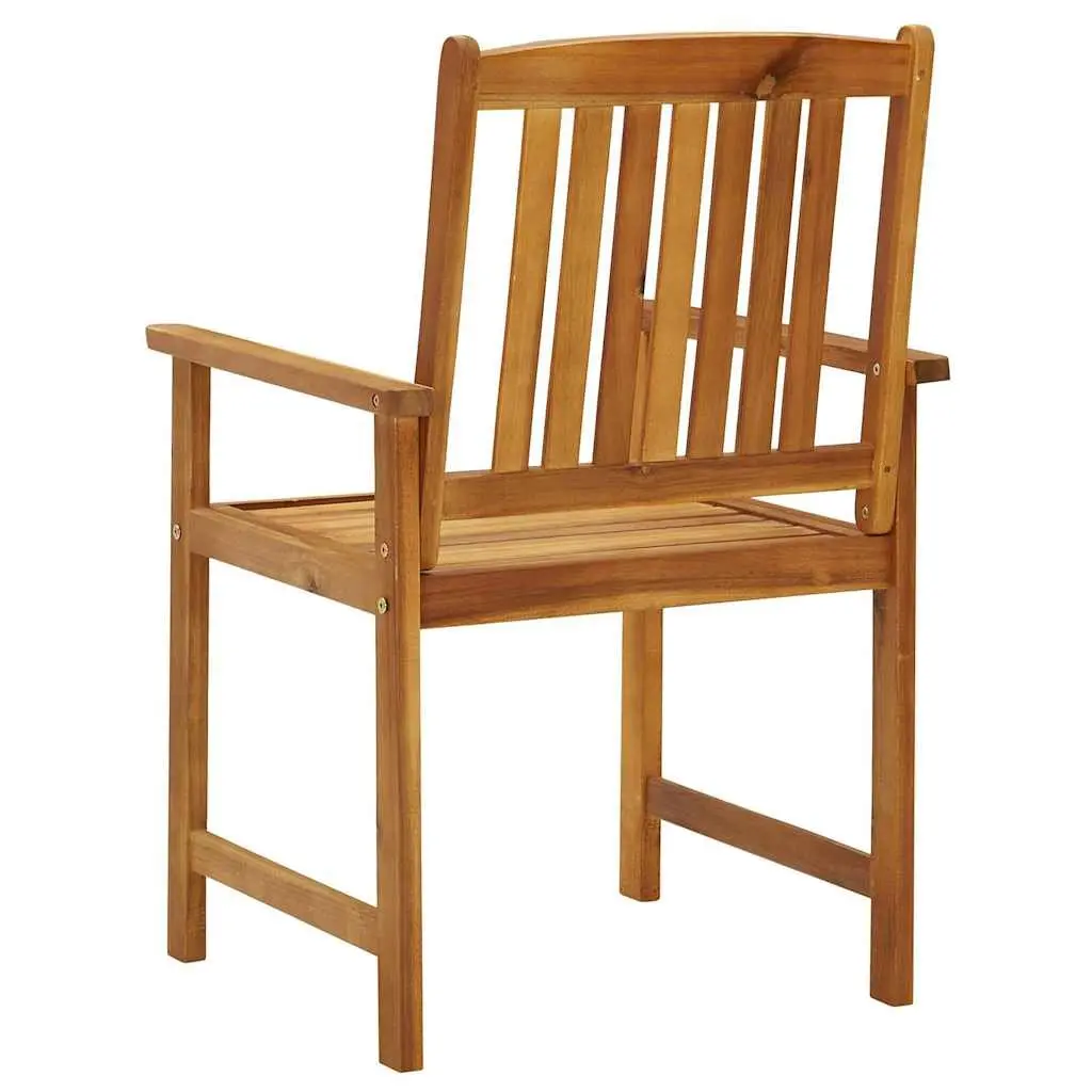 6 Outdoor Chairs in Solid Acacia Wood, Brown Finish