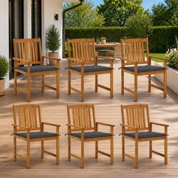 Garden Chairs Set of 6 in Anthracite with Cushions