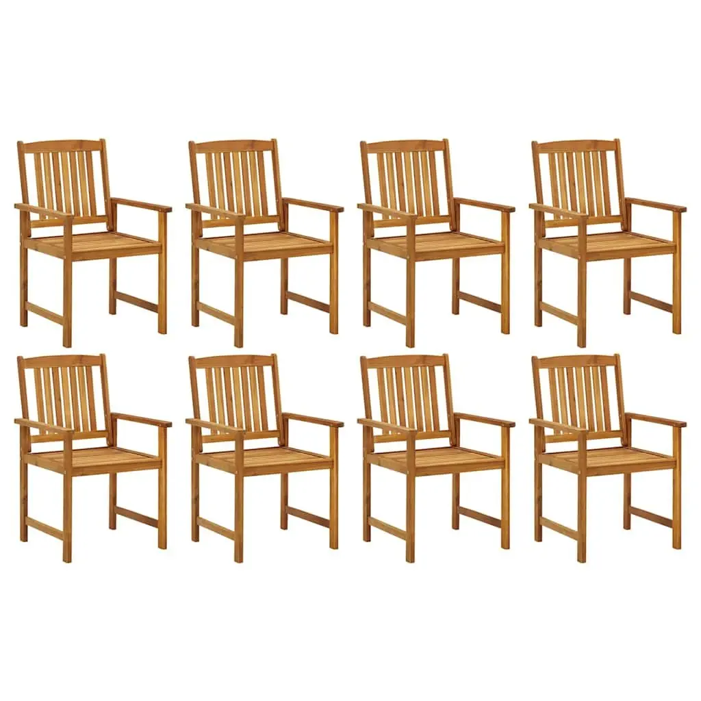 8 Solid Acacia Wood Outdoor Chairs with Cushions Included