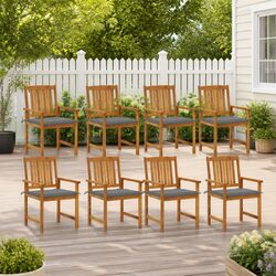 Specifications of 8 Solid Acacia Wood Garden Chairs with Cushions