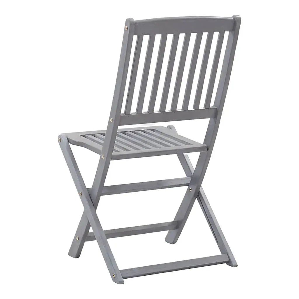 Folding Chairs 8 pcs Acacia Wood Outdoor Dining Chairs Garden Patio Seating Grey