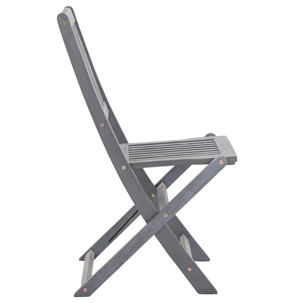 Folding Chairs 8 pcs Acacia Wood Outdoor Dining Chairs Garden Patio Seating Grey