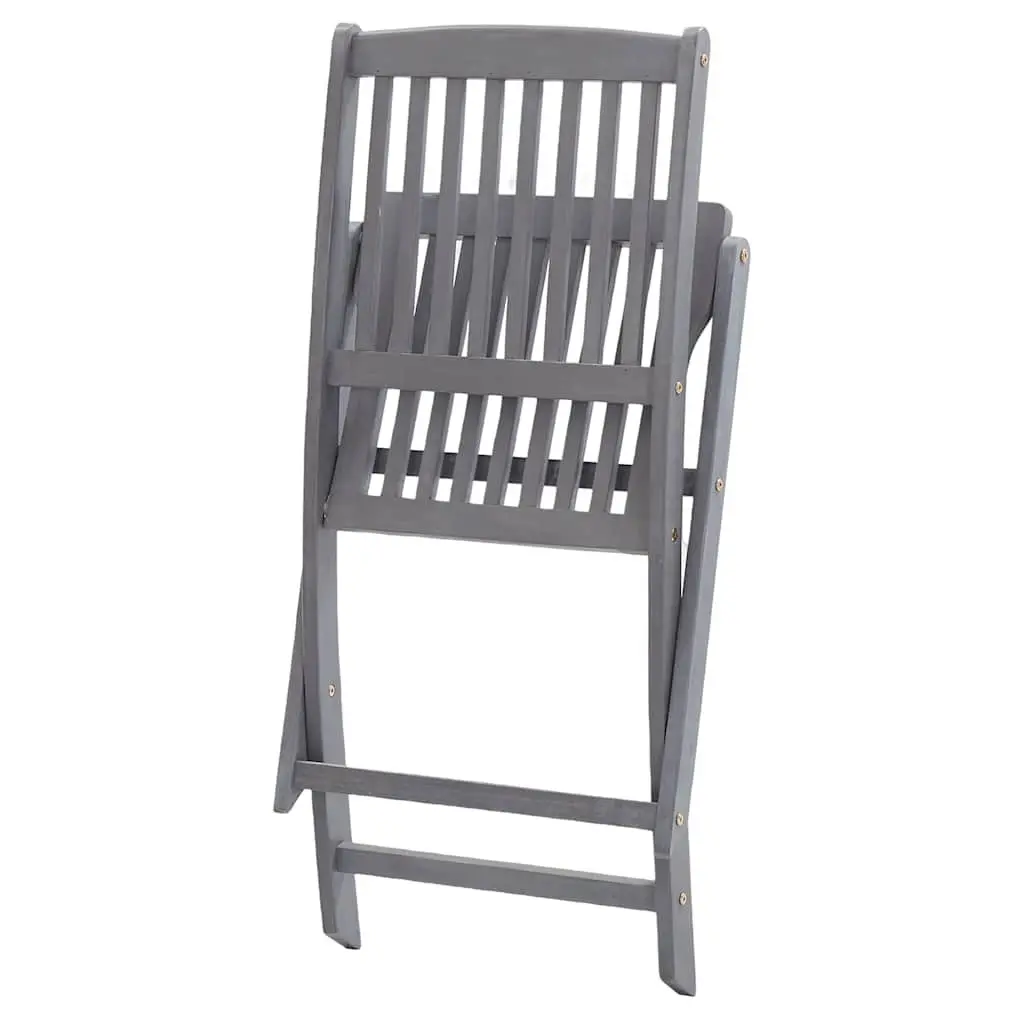 Folding Chairs 8 pcs Acacia Wood Outdoor Dining Chairs Garden Patio Seating Grey
