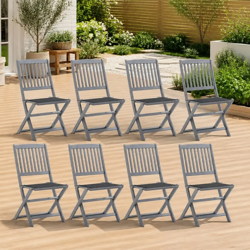 8-Piece Folding Dining Chair Set in Grey