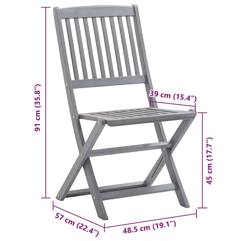 8-Piece Folding Dining Chair Set in Grey