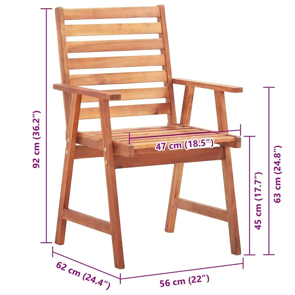 Outdoor Dining Chairs Set 4 Piece Garden Patio Solid Acacia Wood with Cushions