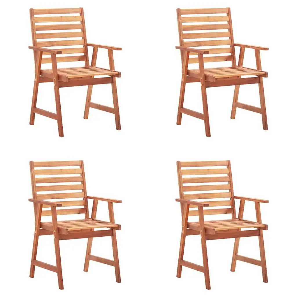 Outdoor Dining Chairs Set 4 pcs with Cushions Solid Wood Garden Seating Grey