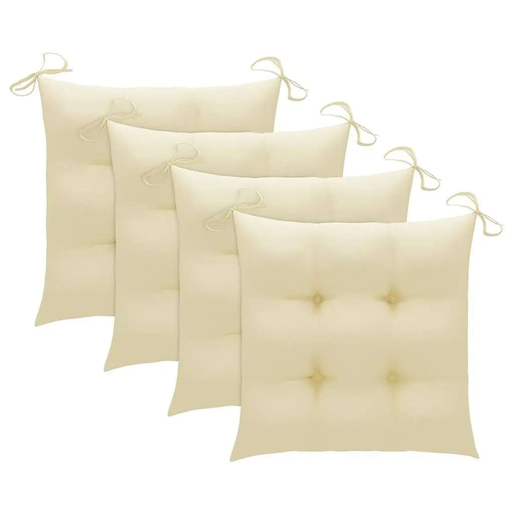Outdoor Dining Chairs Set for Garden Patio 4 Piece Cream Acacia Wood with Cushions
