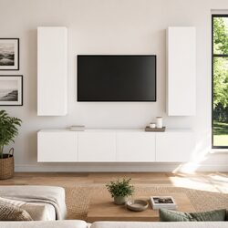 4 Piece Wall-Mounted White TV Cabinet Set Specifications