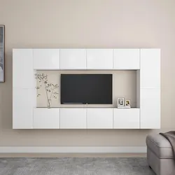 8-Piece Wall-Mounted White TV Cabinet Set Specifications