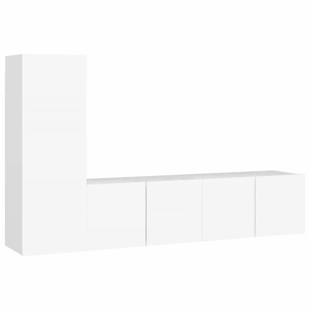 3 Piece Hanging Wall TV Cabinet Set Engineered Wood White Storage Unit Shelves