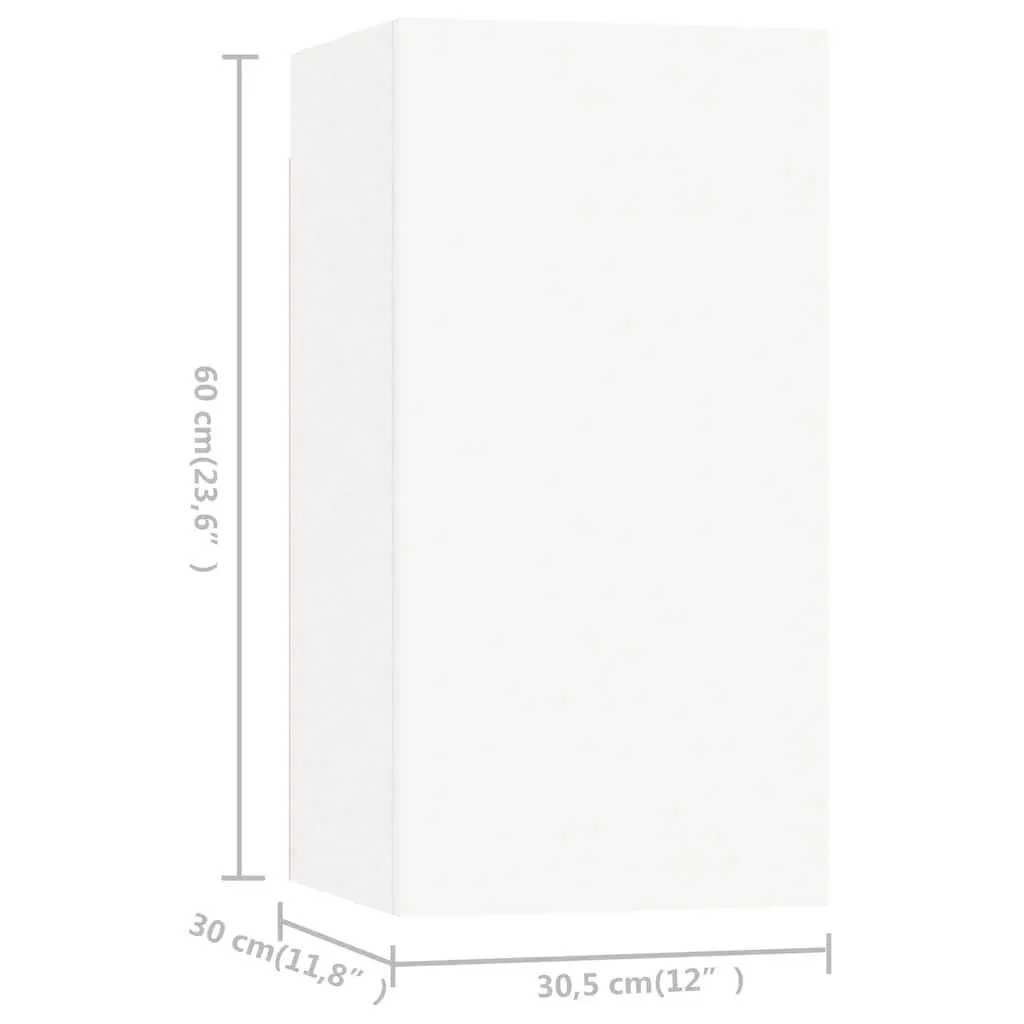 Wall Mounted TV Cabinet Set 4 Piece White Storage Unit