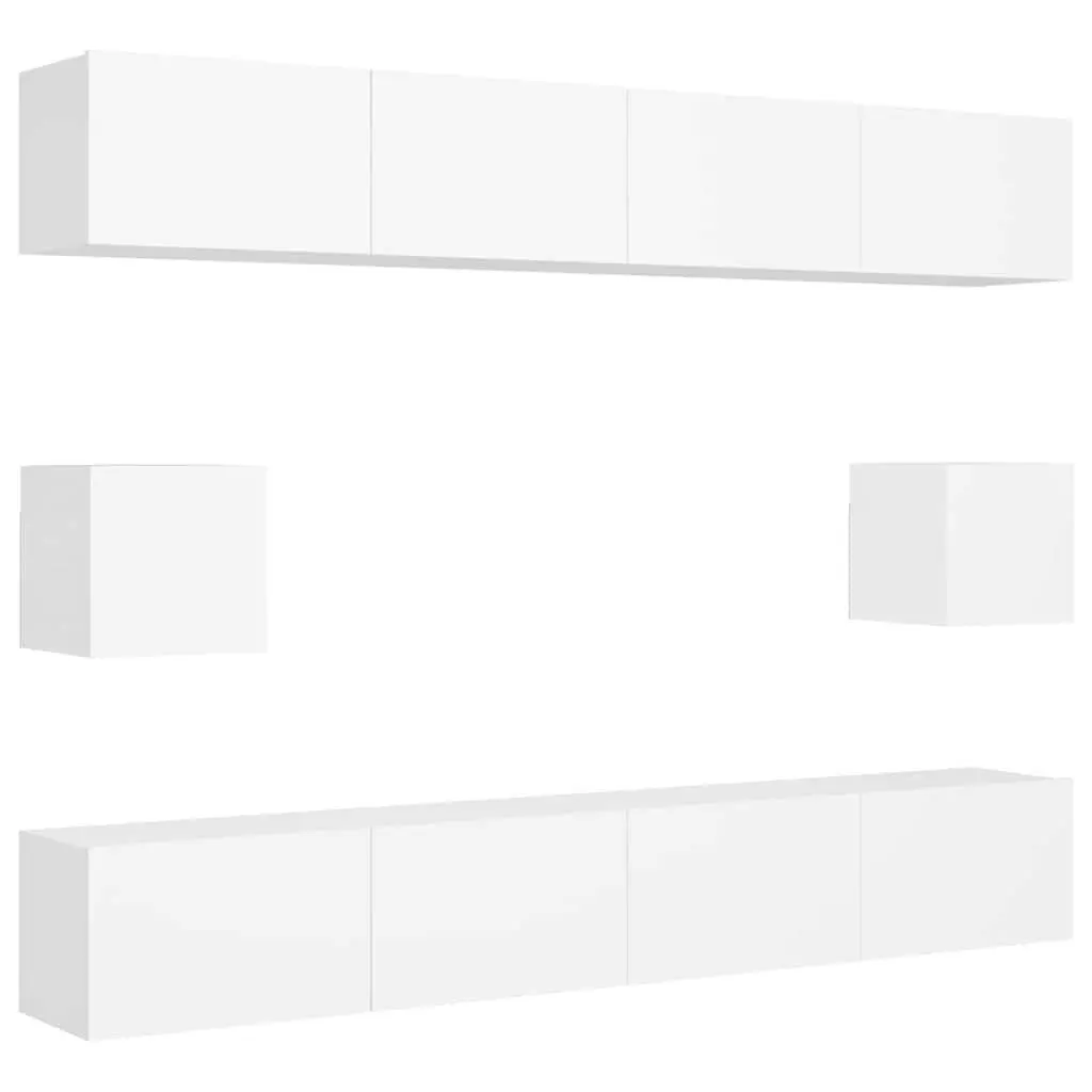 6 Piece Wall Mounted TV Cabinet Set for Home Entertainment Storage Organizer