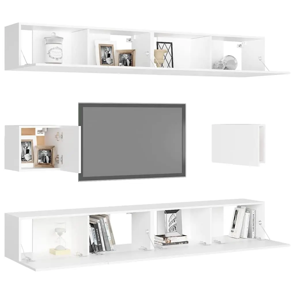 6 Piece Wall Mounted TV Cabinet Set for Home Entertainment Storage Organizer