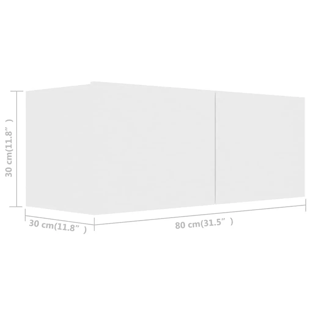 Wall-Mounted TV Cabinet Set Living Room White 2 Piece