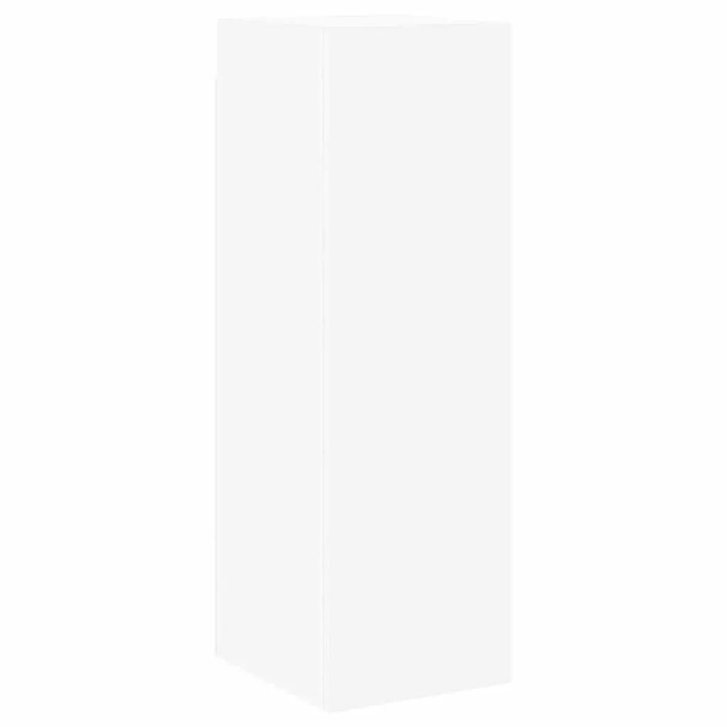8 Piece Floating Storage Cabinet Set White Wall Mounted Engineered Wood for Living Room