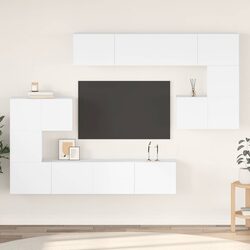 8-Piece White Wall-Mounted TV Cabinet Set Specifications