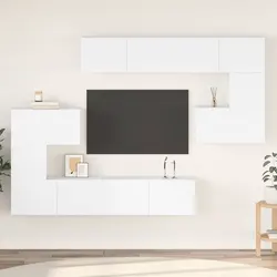 8-Piece White Wall-Mounted TV Cabinet Set Specifications