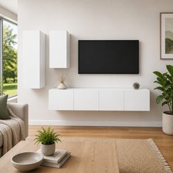 4 Piece Engineered Wood TV Cabinet Set - Wall Mounted