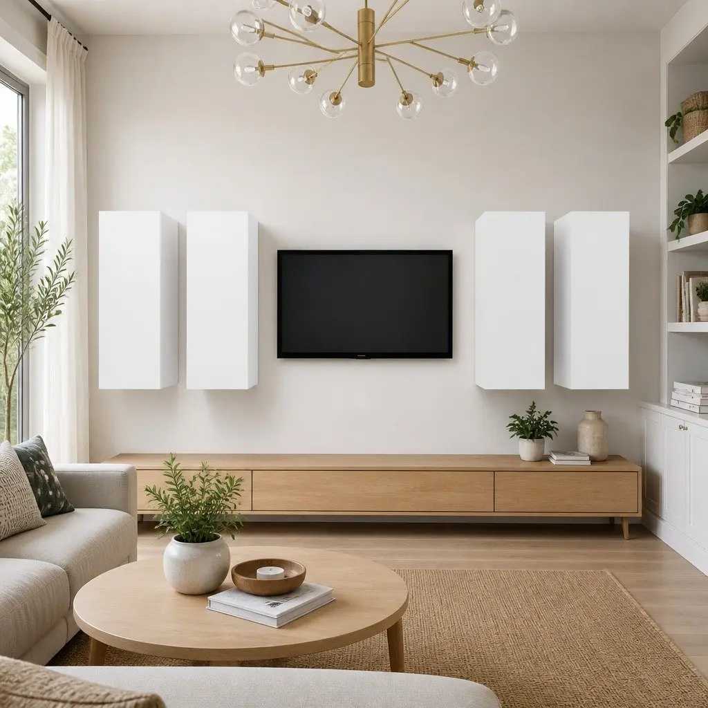 White Wall-Mounted Shelving Unit 4 Piece for Living Room Storage and Display