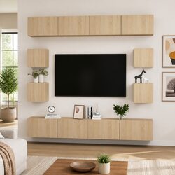 Specifications of 8-Piece TV Cabinet Set, Brown Finish