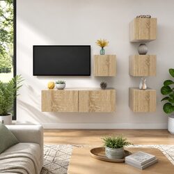 5 Piece Engineered Wood Wall Mounted TV Cabinet Set