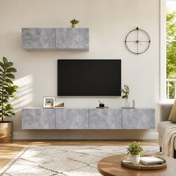 Specifications of 3 Piece Grey Wall-Mounted TV Cabinets