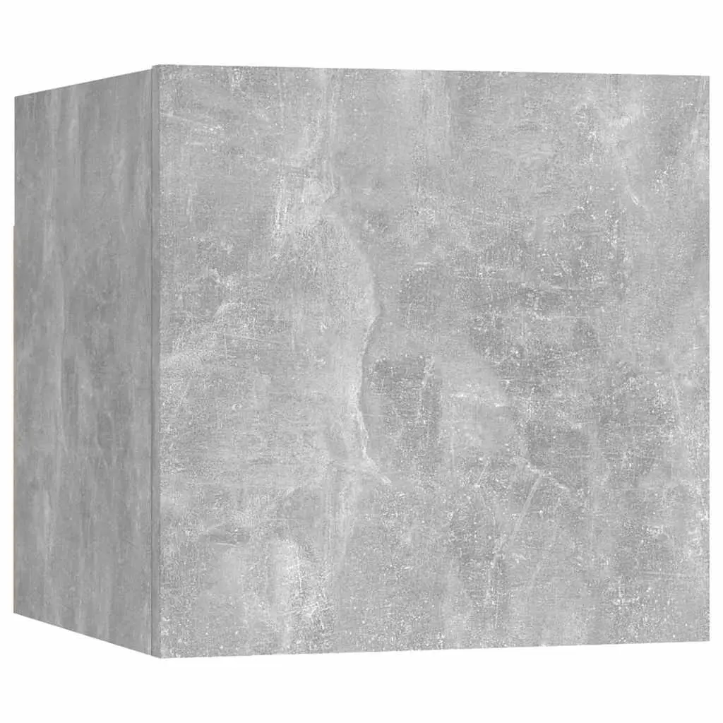 Wall Mounted TV Cabinet Unit 8 Piece Set Concrete Grey Storage Compartment