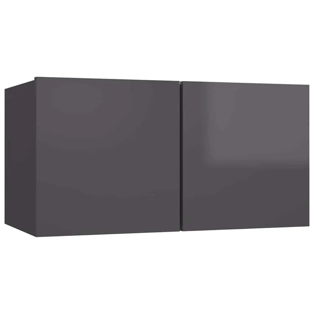 TV Cabinet Set 8 Piece Wall Mounted Grey Storage Unit Living Room Furniture