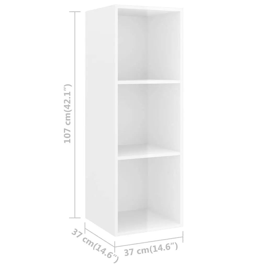 3 Piece Wall Mounted TV Cabinet Set for Living Room High Gloss White