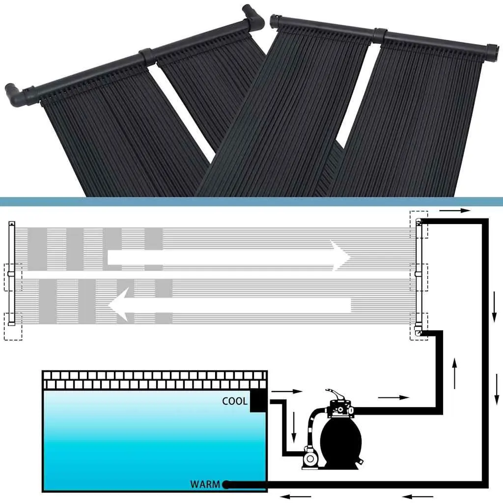 Solar Pool Heater Panel Set 4 pcs 80x310 cm Ground Roof Mounted Warm Water
