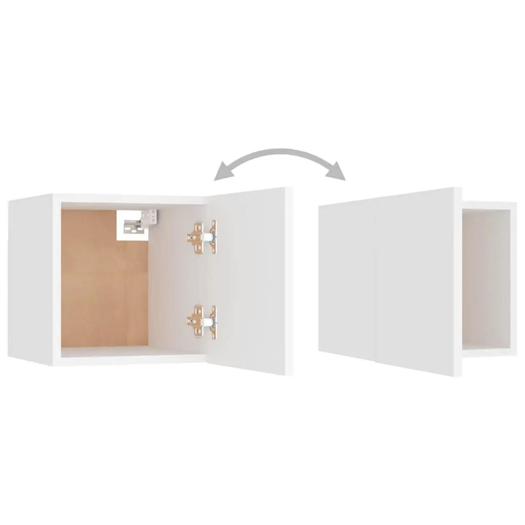 Wall-Mounted Nightstand Storage Cabinet 30.5x30x30cm White Bedroom Organiser 2 Piece