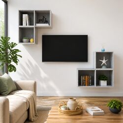 Specifications of 4 Piece Wall Mounted TV Cabinet Set Grey