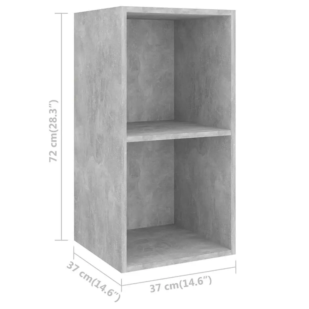 2 Piece Wall-mounted TV Cabinet Set Grey Engineered Wood Storage Display Unit
