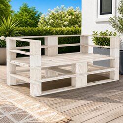 Solid Pinewood 2-Seater Pallet Sofa for Outdoor Use