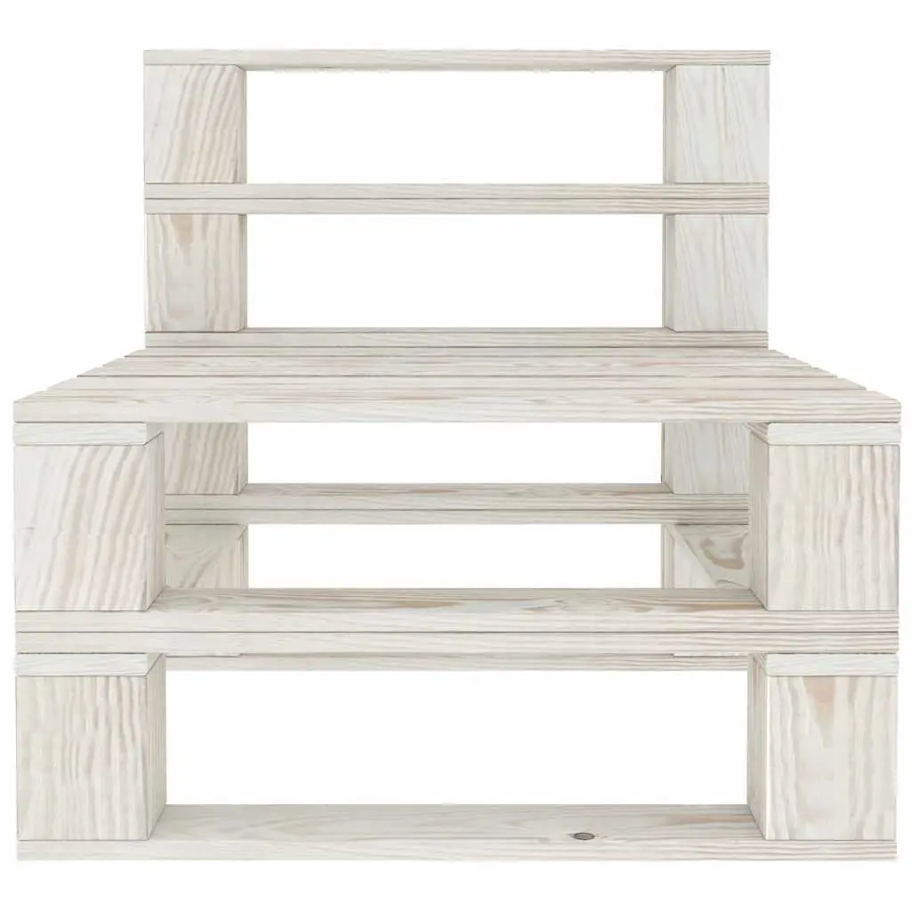 5 Piece Patio Lounge Set Outdoor Garden Furniture White Pinewood Sofa Coffee Table