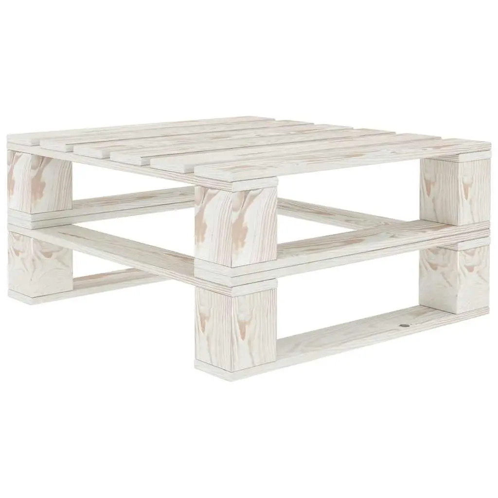 5 Piece Patio Lounge Set Outdoor Garden Furniture White Pinewood Sofa Coffee Table