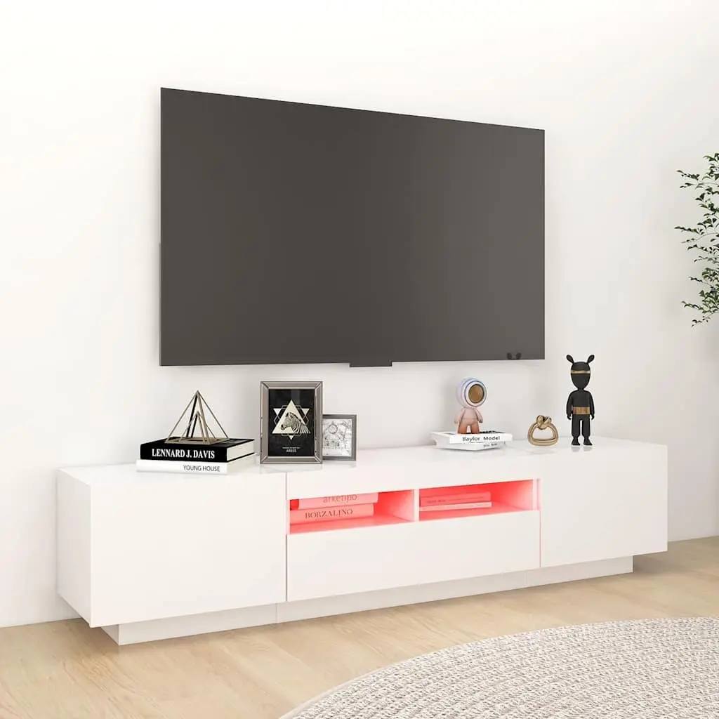 TV Cabinet for Living Room with RGB LED Lights White 180x35x40 cm