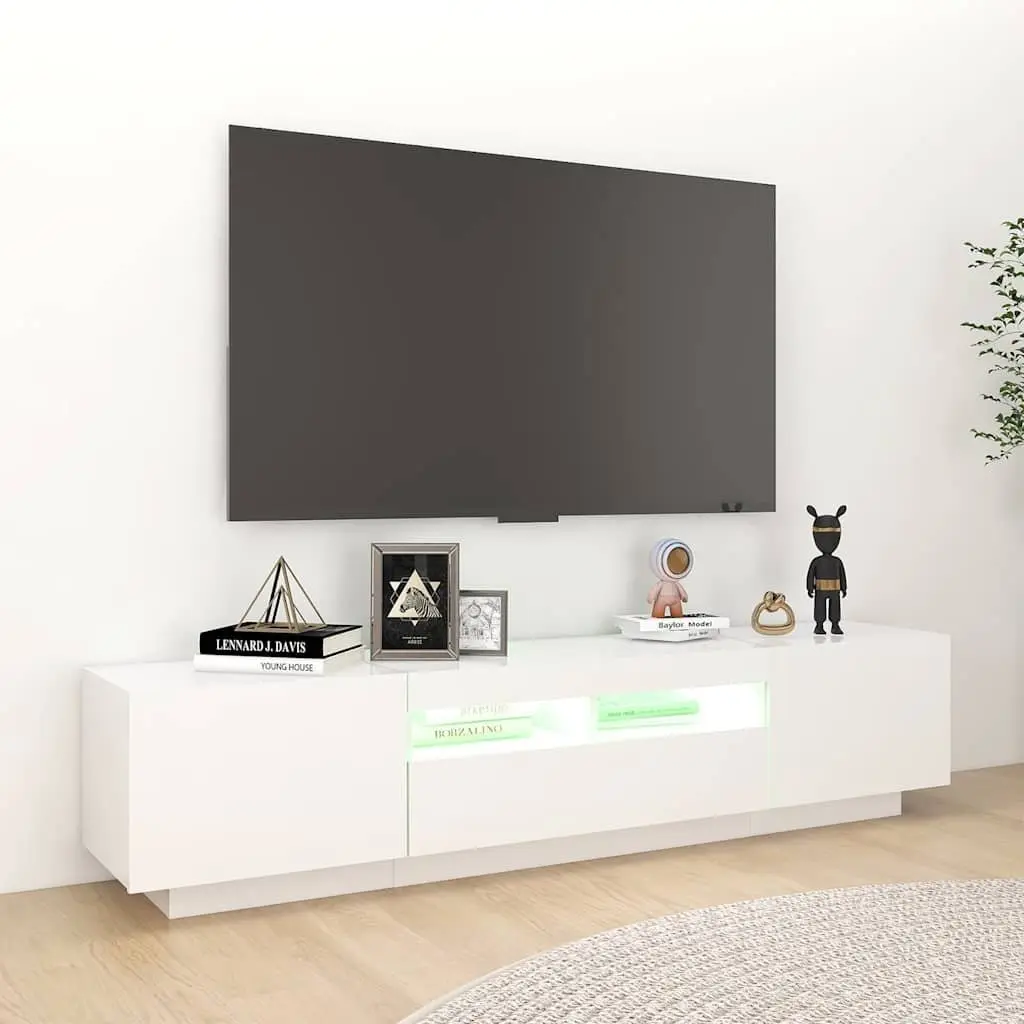 TV Cabinet for Living Room with RGB LED Lights White 180x35x40 cm