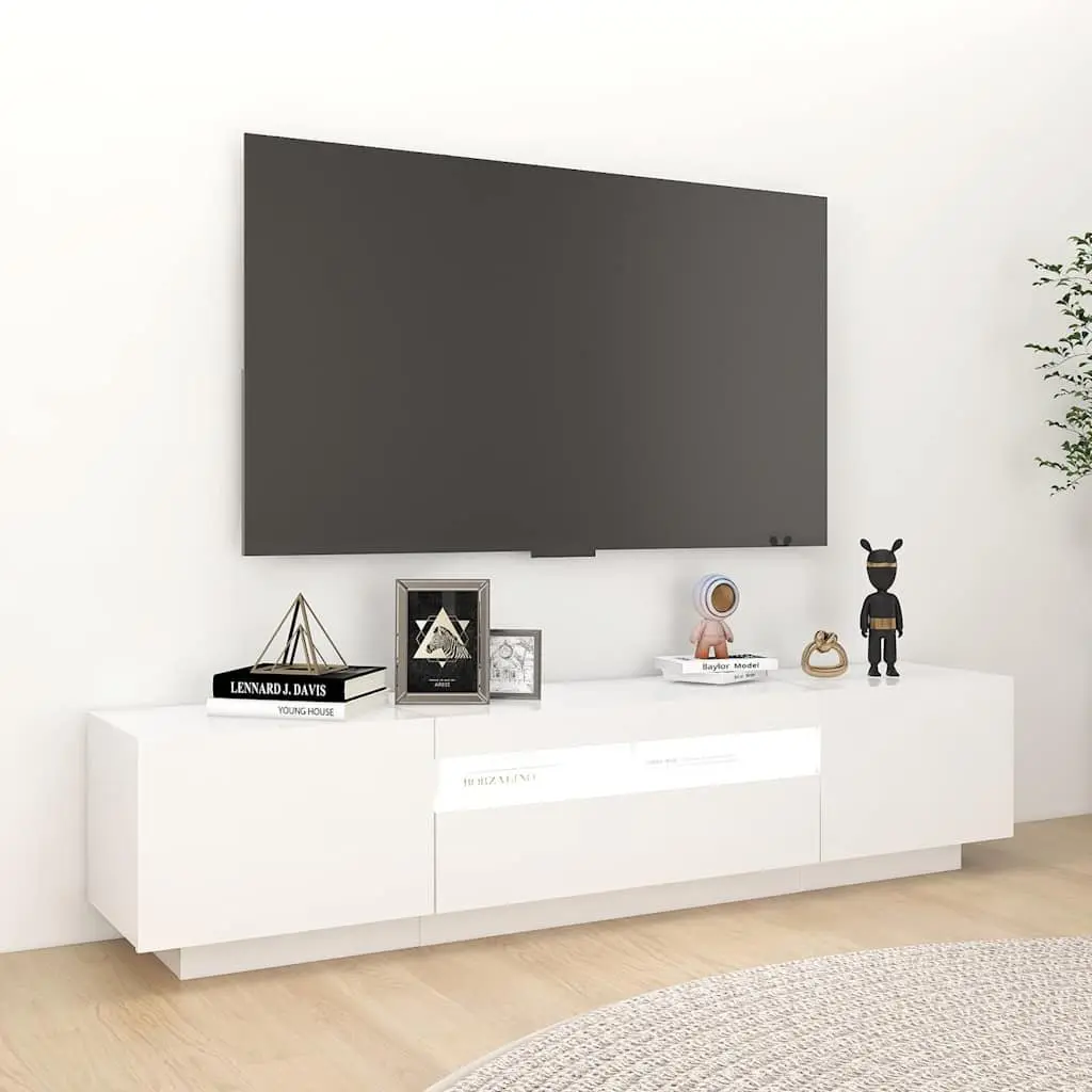 TV Cabinet for Living Room with RGB LED Lights White 180x35x40 cm