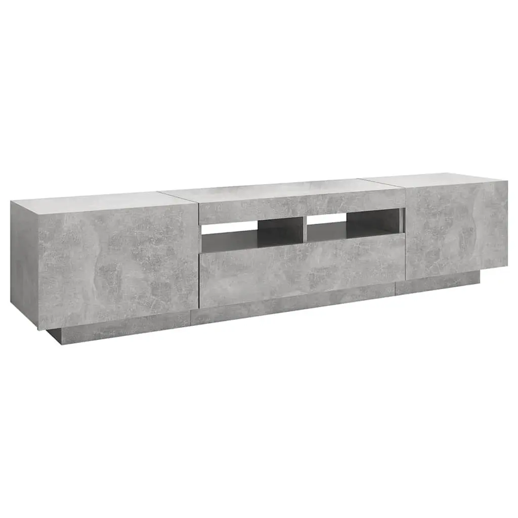 TV Cabinet with RGB LED Lights Grey Modern Media Storage Unit 180cm