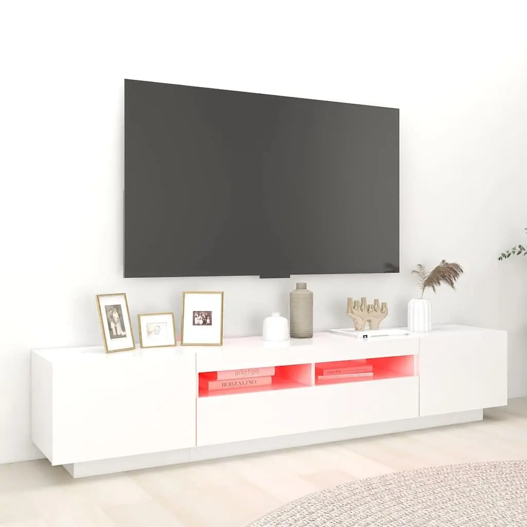 TV Cabinet Living Room White with RGB LED Lights