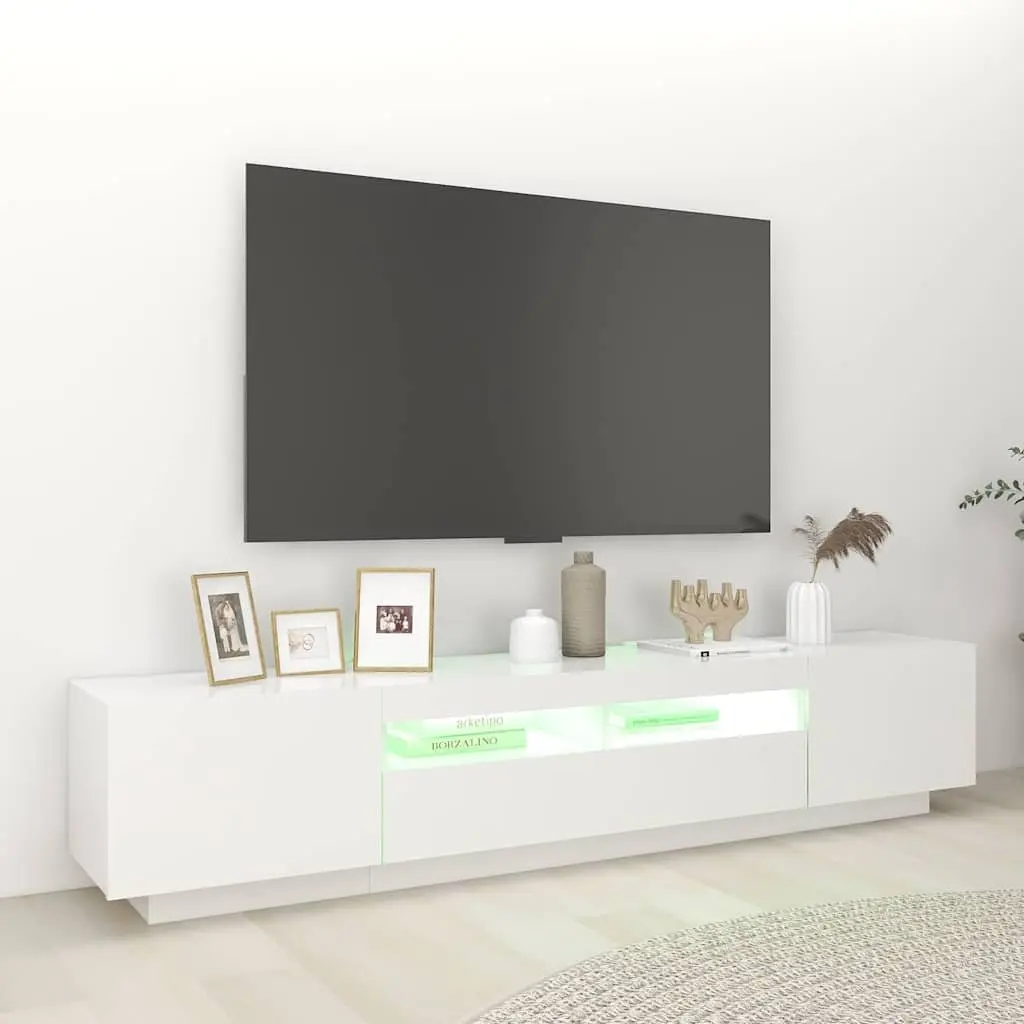 TV Cabinet Living Room White with RGB LED Lights