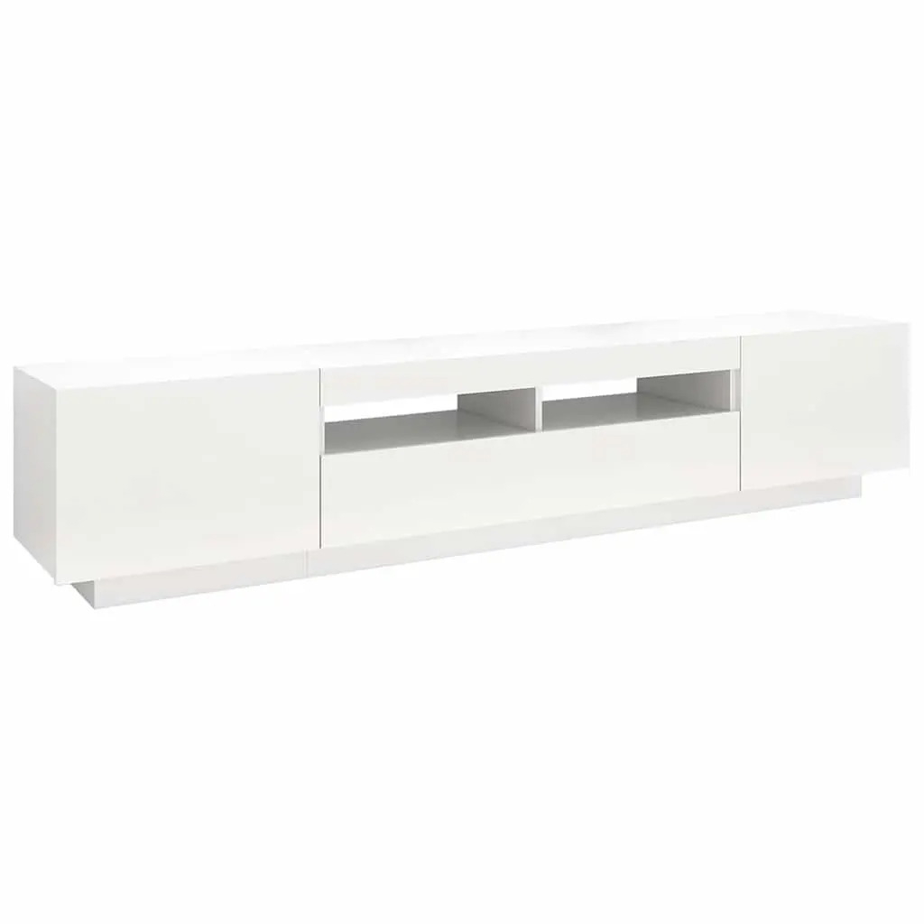 TV Cabinet Living Room White with RGB LED Lights