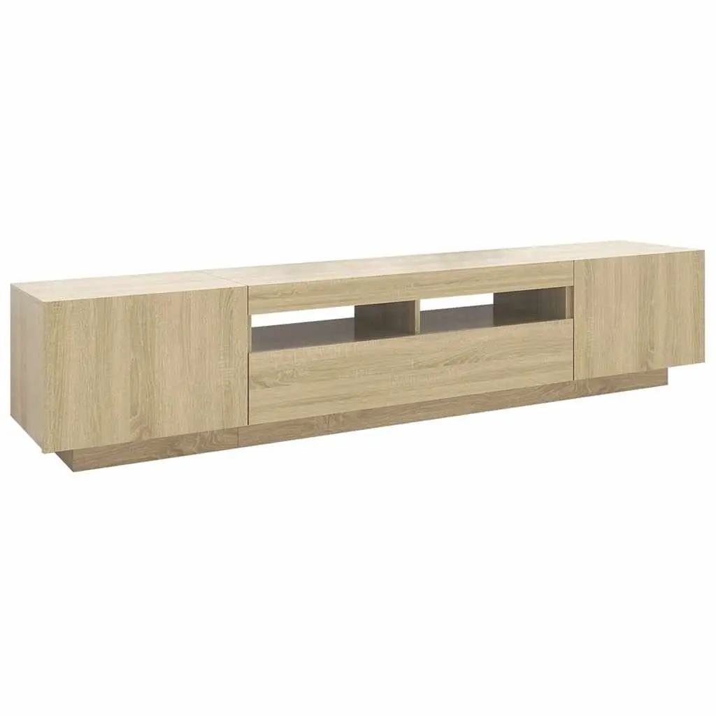 TV Cabinet with LED Lights Storage Unit Media Console Brown Sonoma Oak