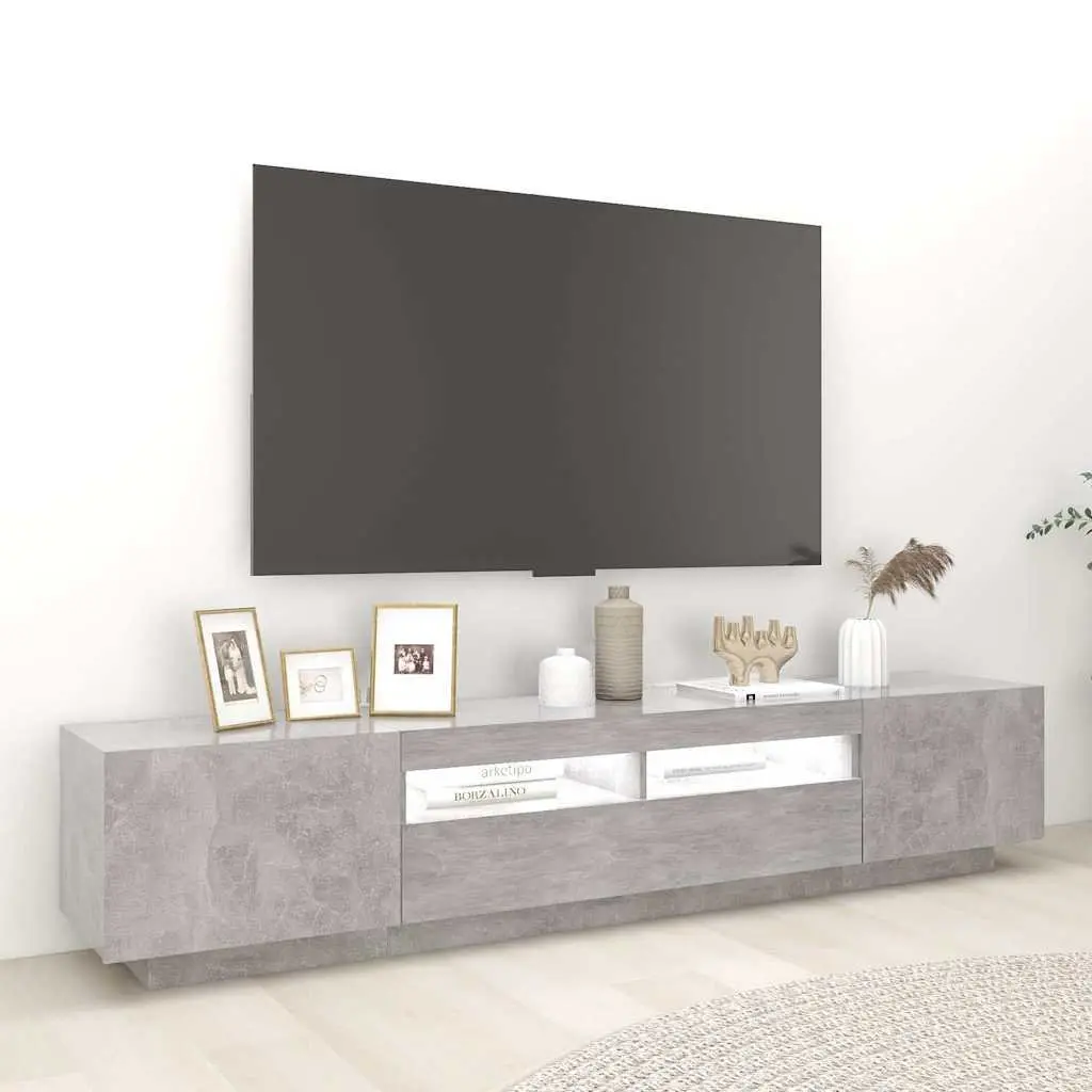 TV Cabinet for Living Room with RGB LED Lights Grey 200cm