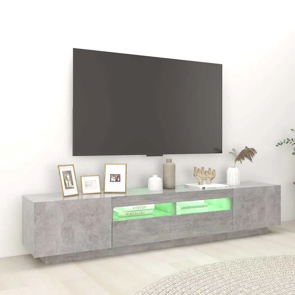 TV Cabinet for Living Room with RGB LED Lights Grey 200cm