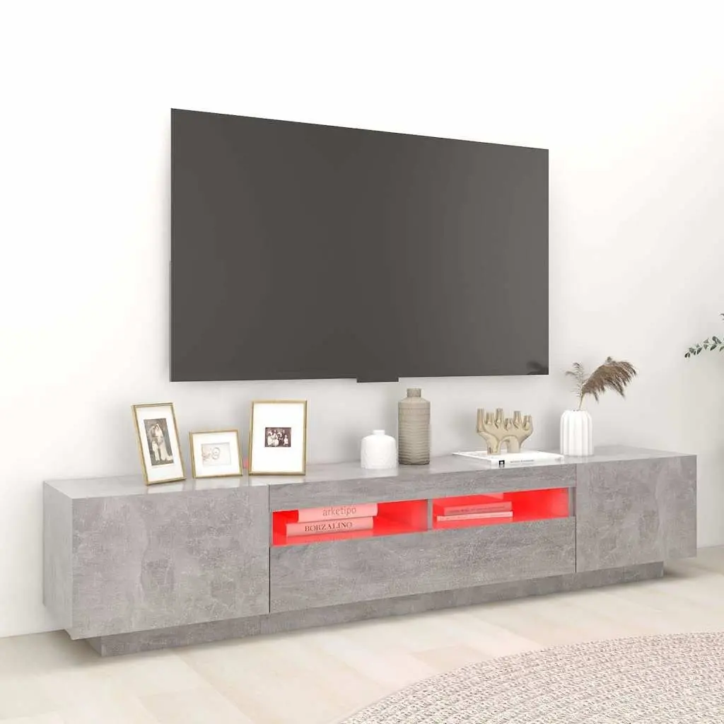 TV Cabinet for Living Room with RGB LED Lights Grey 200cm