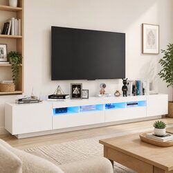 Specifications of White TV Cabinet with LED Lights 260x35x40cm