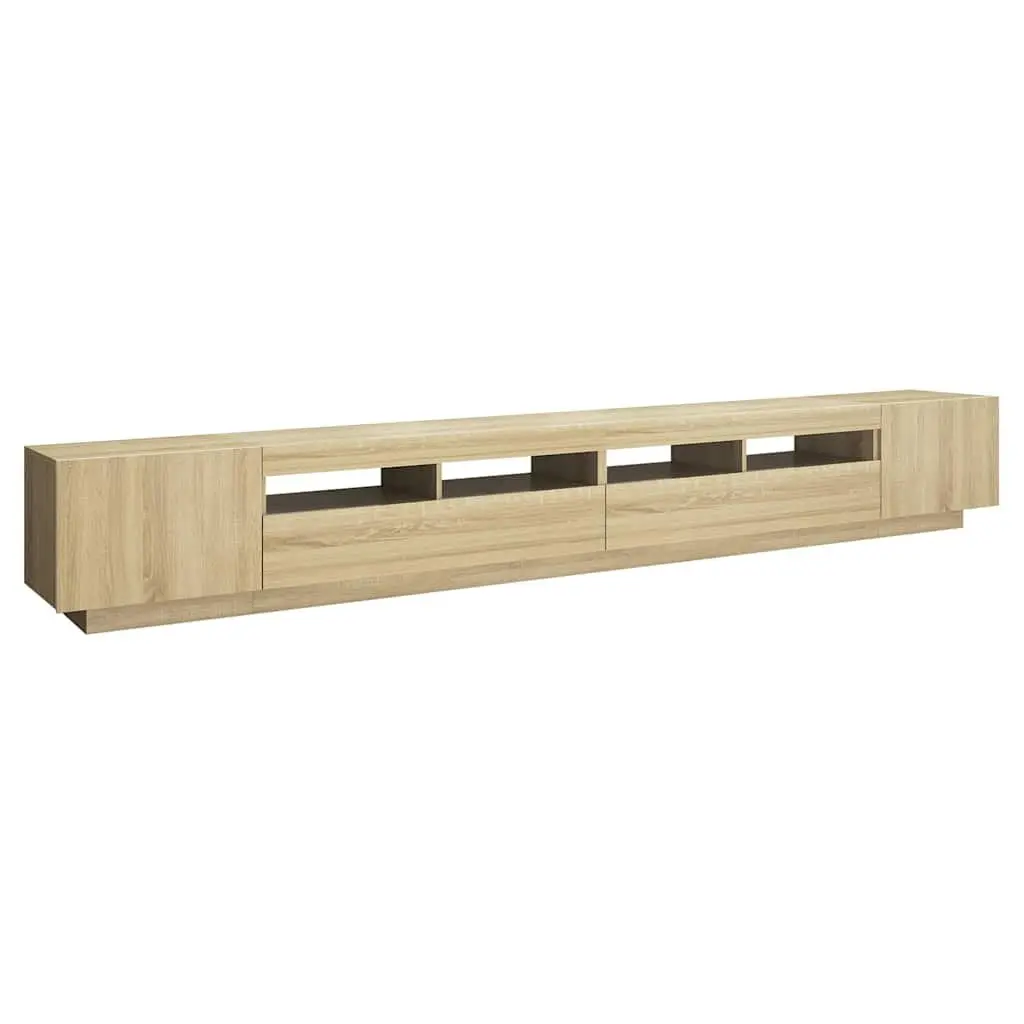 TV Cabinet for Living Room with RGB LED Lights Brown Wood 300x35x40cm